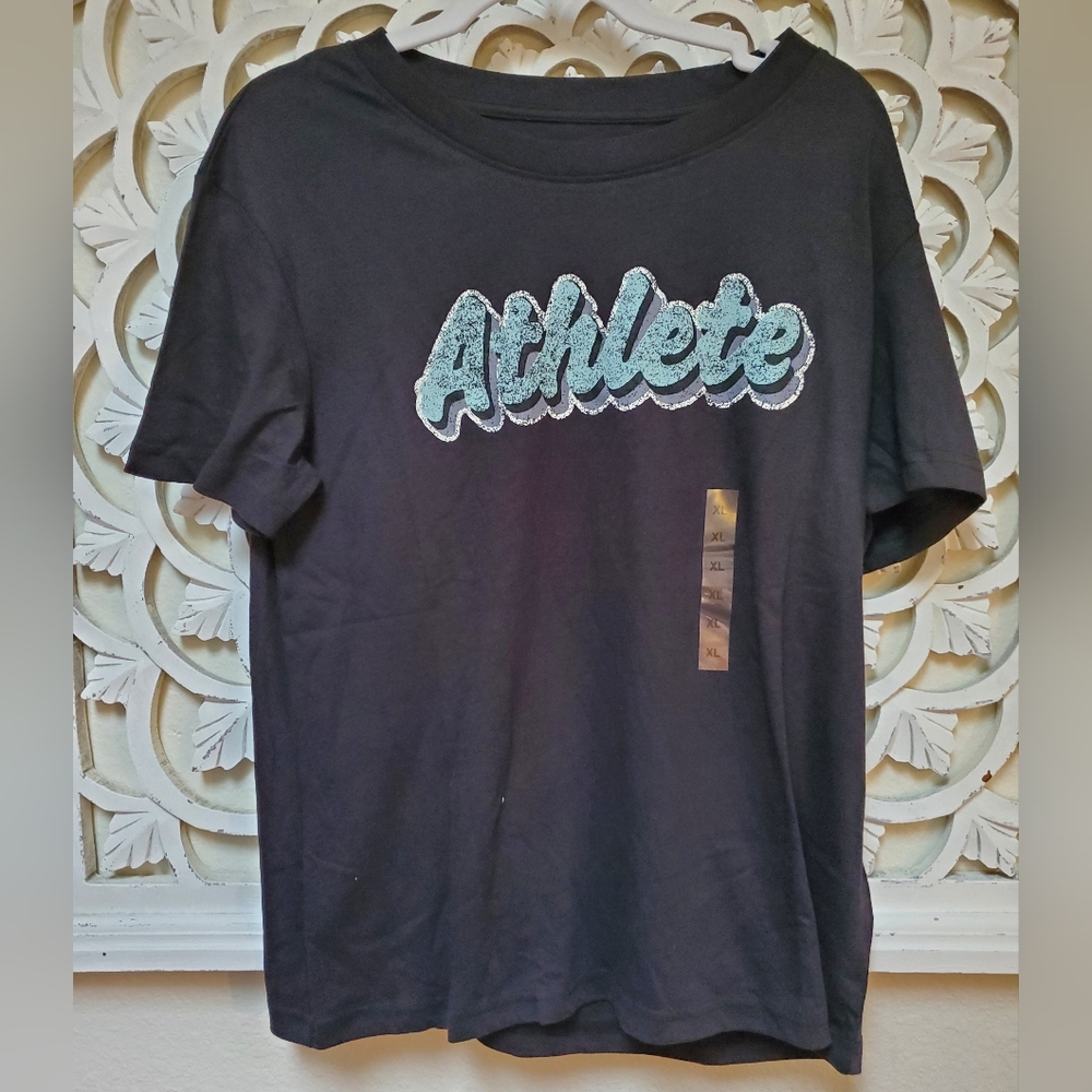Rare Import Double Stitch NWT Athlete Black T By Athlete's Foot Euro XL